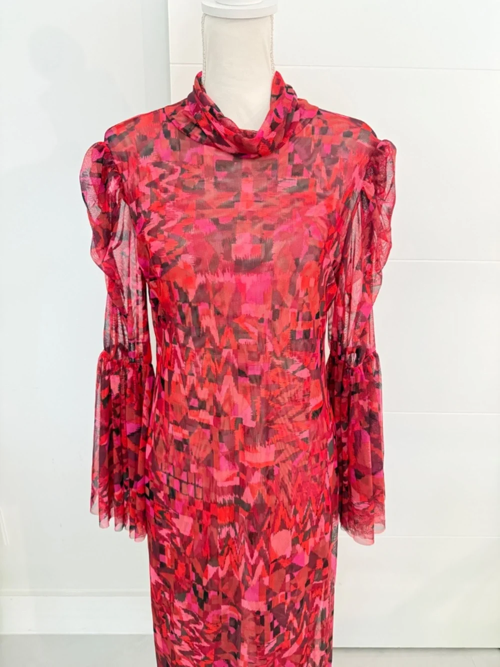 MISA Electra Crimson Red Long High Neck Maxi Dress NWT XL